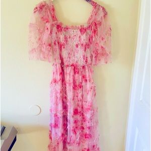 Ethereal pink floral maxi dress